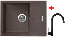 Sinks PERFECTO 650 Marone + Vitalia černá matná 
